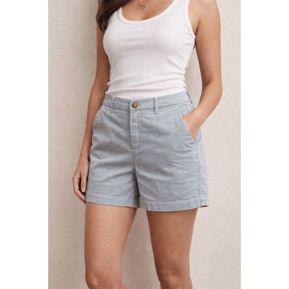 Boden Richmond Pinstripe Shorts Blue White Cotton Blend Womens Size 6